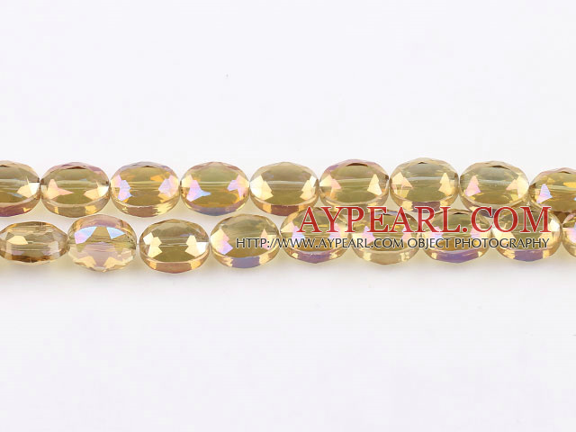 Crystal Beads, Yellow, 6*9*12mm plating color, egg shape, Sold per 14.2-inch strand