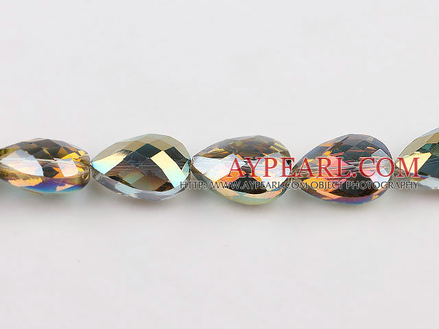 Crystal Beads, Colorful, 13*17*24mm plating color, straight hole, drop shape, Sold per 14.2-inch strand