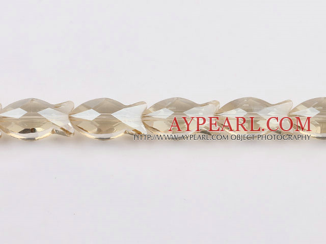 Crystal Beads, Gold Champagne Color, 11*12*25mm fish shape, Sold per 13.98-inch strand