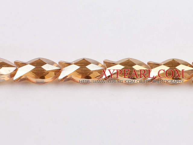 Crystal Beads, Gold Champagne Color, 11*12*25mm fish shape, Sold per 13.98-inch strand