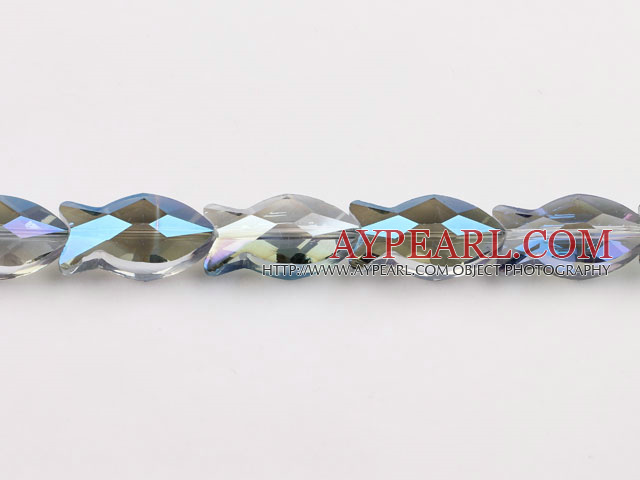 Crystal Beads, Grey, 11*12*25mm plating color, fish shape, Sold per 13.98-inch strand