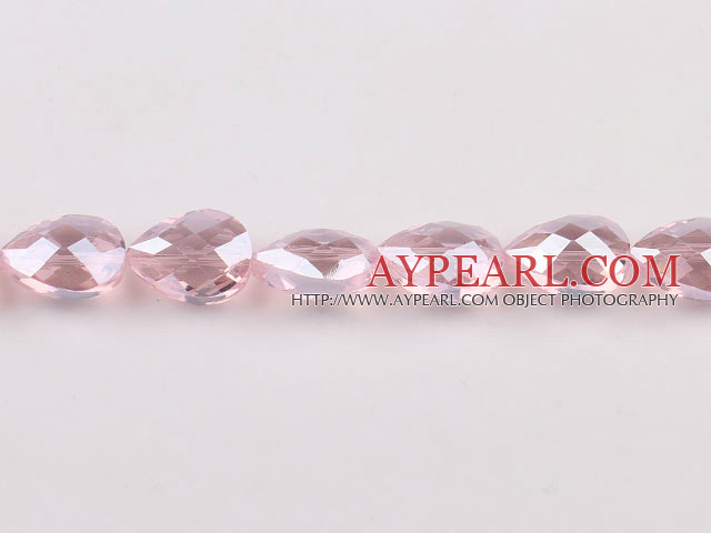 Crystal Beads, Light Pink, 10*14*18mm straight hole, drop shape, Sold per 14.2-inch strand