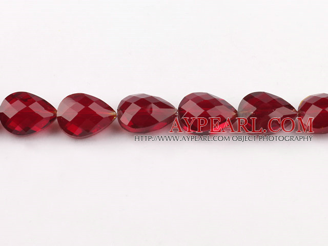 Crystal Beads, Bright Red, 10*14*18mm straight hole, drop shape, Sold per 14.2-inch strand