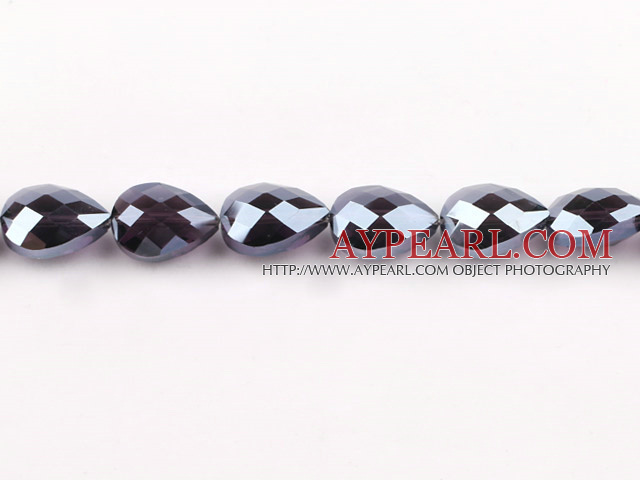 Crystal Beads, Dark Purple, 10*14*18mm straight hole, drop shape, Sold per 14.2-inch strand