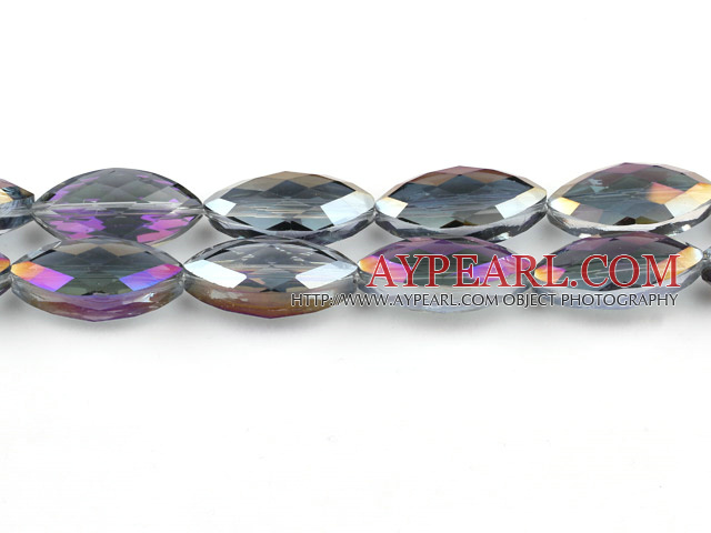 Crystal Beads, Purple, 9*12*25mm colorized, horse eye shape, Sold per 13.39-inch strand