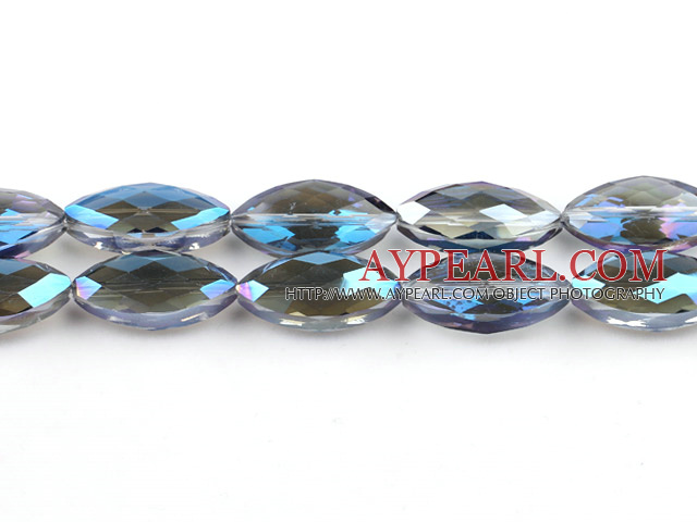 Crystal Beads, Blue, 9*12*25mm colorized, horse eye shape, Sold per 13.39-inch strand