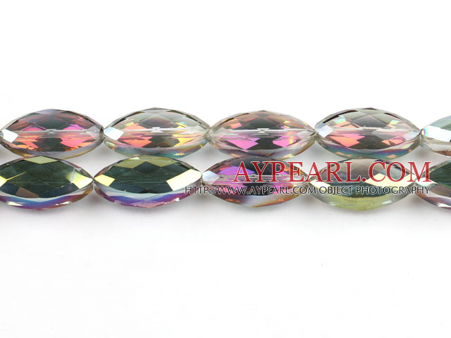 Crystal Beads, Green, 9*12*25mm colorized, horse eye shape, Sold per 13.39-inch strand