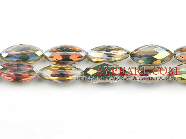 Crystal Beads, Yellowish Green, 9*12*25mm colorized, horse eye shape, Sold per 13.39-inch strand