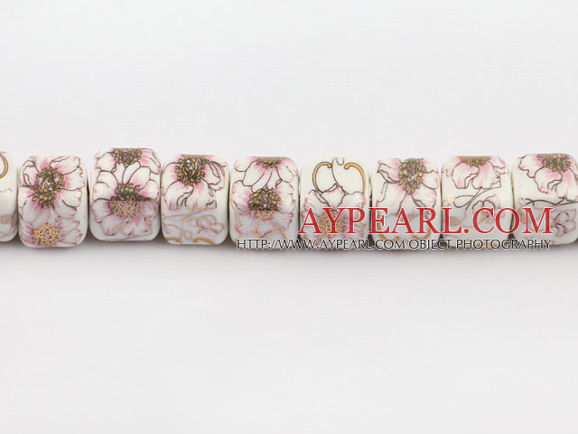 Porcelain beads,13*13mm cube,Sold per 14.96-inch strands