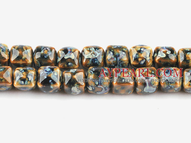 Porcelain beads,14*14mm cube,sold per 14.96-inch strand