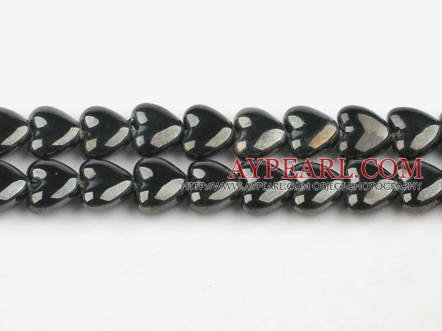 Porcelain beads,7*15mm heart, black,sold per 14.17-inch strand