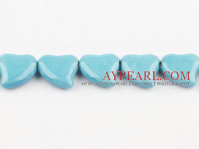 Porcelain Beads, Blue, 10*25mm heart shape, Sold per 13.78-inch strand