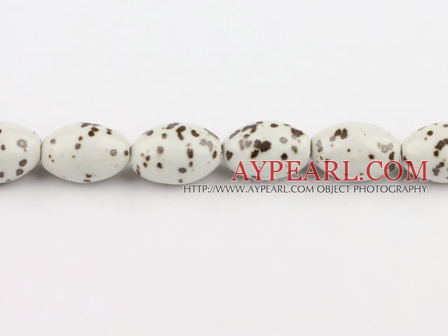 Porcelain Beads, White, 17*25mm spot, rice shape, Sold per 15-inch strand