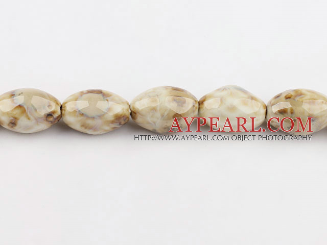 Porcelain Beads, Sand Color, 17*25mm rice shape, Sold per 15-inch strand