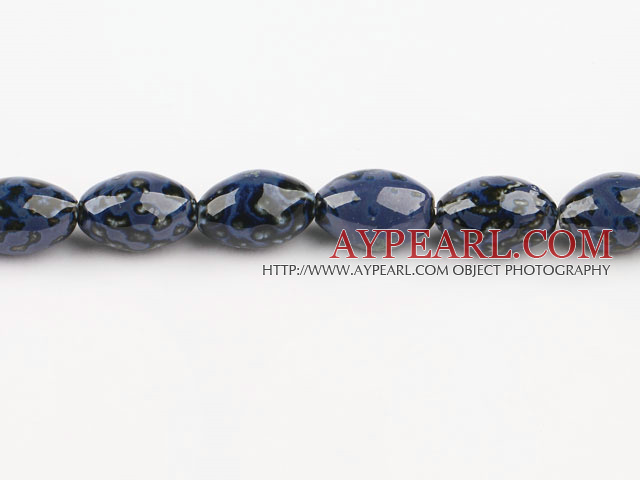 Porcelain Beads, Blue, 17*25mm rice shape, Sold per 15-inch strand