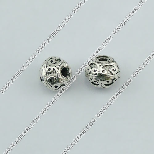 imitation silver spacer metal beads, 10mm round, sold by per pkg