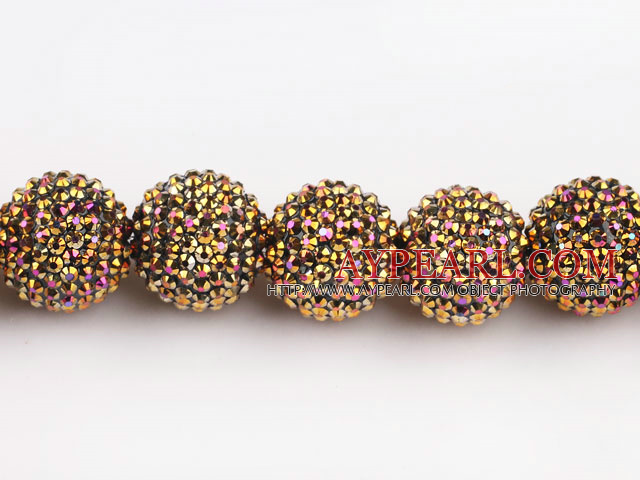 Acrylic bali beads,24mm,golden,Sold per 14.57-inch strands