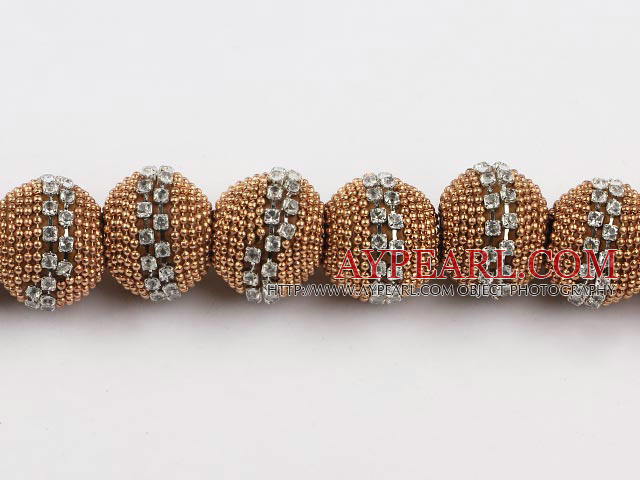 bali beads,18*22mm, brown with Rhinestone,Sold per 14.17-inch strands