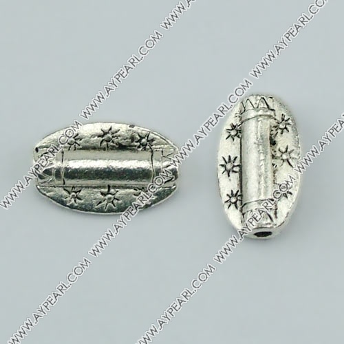 imitation silver metal spacer beads, 10*14mm, oval with pattern, sold by per pkg