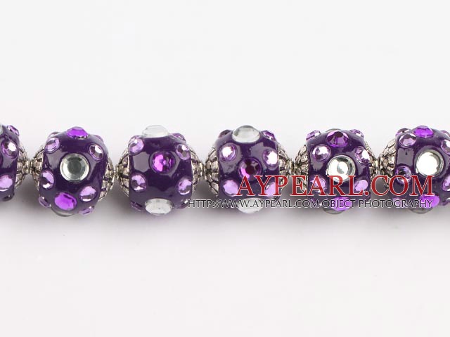 bali beads,20mm ,purple with Rhinestone,Sold per 14.57-inch strands