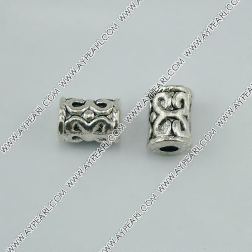 imitation silver spacer metal beads, 6*9mm, tube with pattern, sold by per pkg