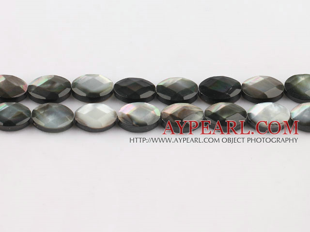 black lip shell beads,10*14mm egg,faceted,Sold per 15.75-inch strands