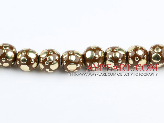 bali beads,18mm,brown with copper core,Sold per 13.39-inch strands