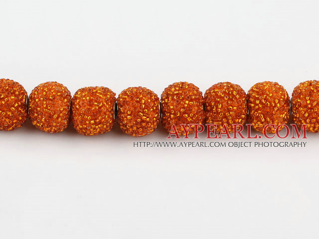 bali beads,20mm, orange with glass, Sold per 16.14-inch strand