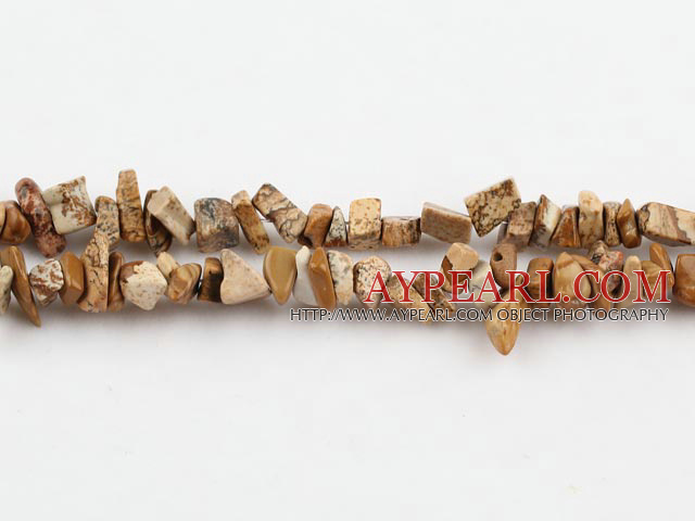 Chip Stone Beads, 3*5mm picture stone, Sold per 35.4-inch strand