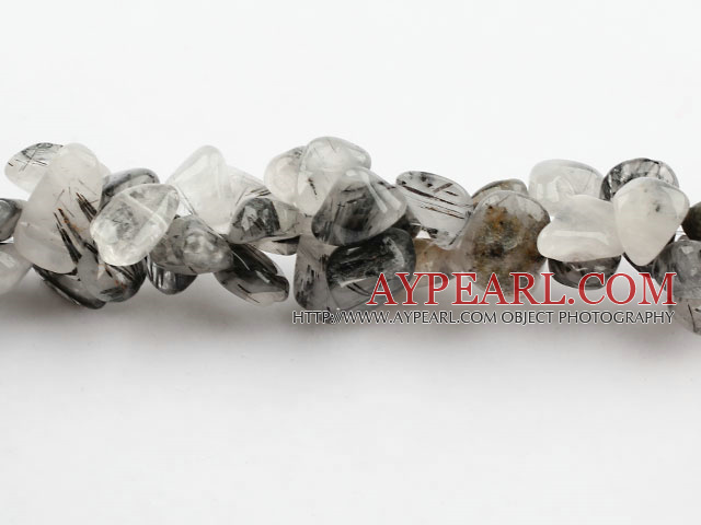 Rutilated Quartz Gemstone Beads, Black, 10*18mm Natural, hole, Sold per 15.7-inch strand