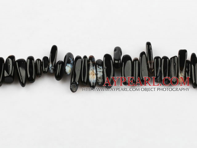 Agate Gemstone Beads, Black, 4*17mm, long tooth, hole shape, Sold per 15.7-inch strand