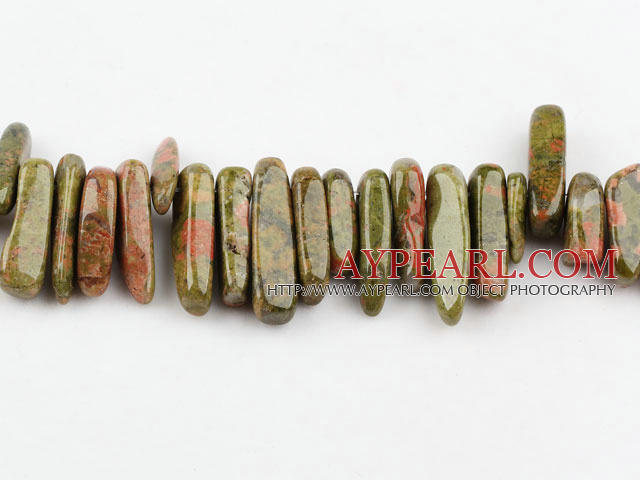 Gemstone Beads, Flower Green, 4*21 long tooth, hole shape, Sold per 15.7-inch strand