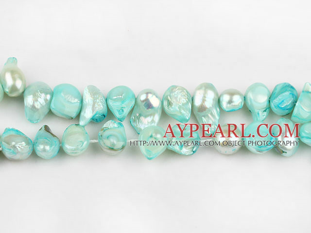 Pearl Beads, Lake Blue, 7*15mm dyed keshi, Sold per 15.7-inch strand