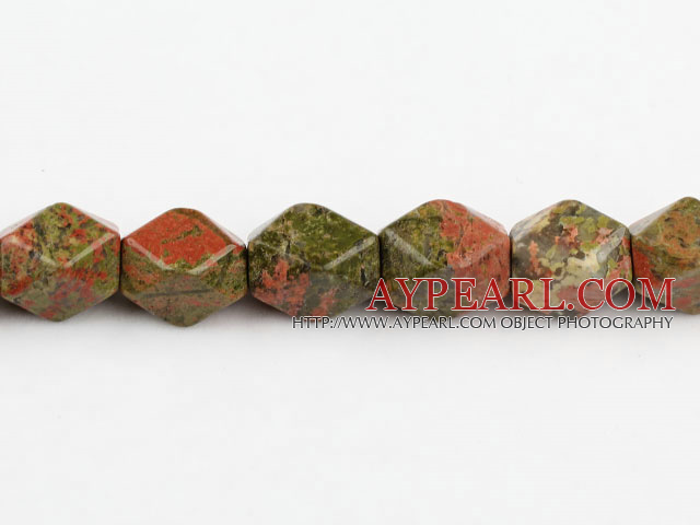 Green Piebald Stone beads,13*18mm octagon,sold per 15.75-inch strand