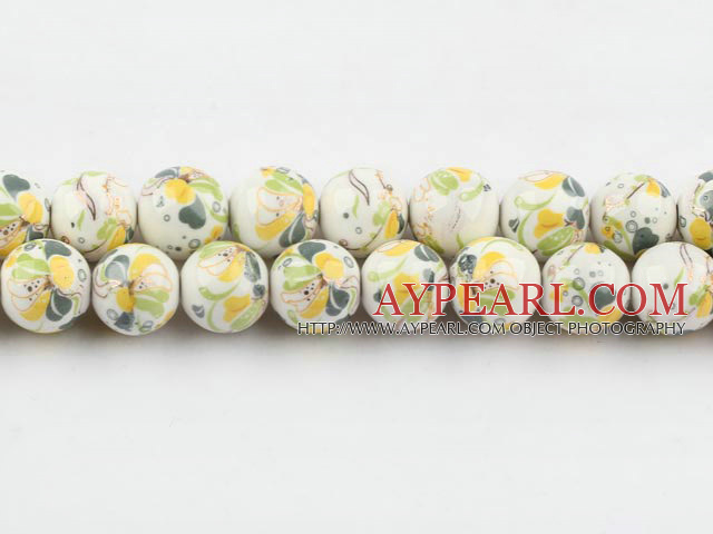 Porcelain Beads, Colorful, 12mm stampled flower, Sold per 15.4-inch strand