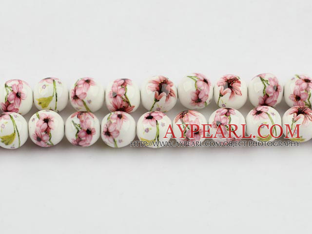 Porcelain Beads, Colorful, 12mm stampled flower, Sold per 15.4-inch strand