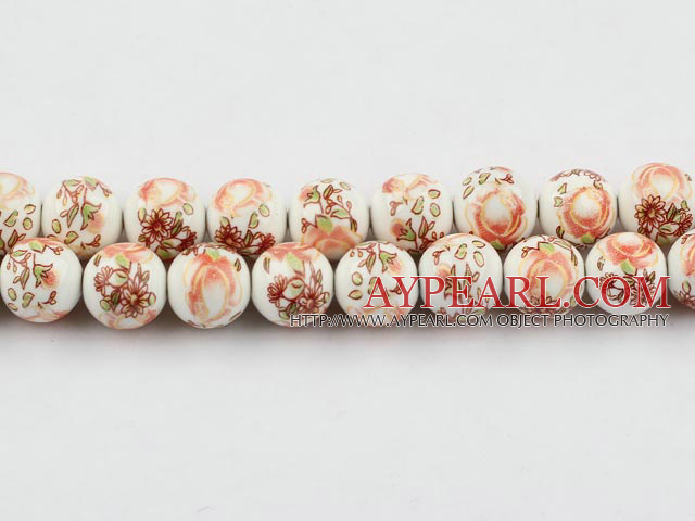 Porcelain Beads, Colorful, 12mm stampled flower, Sold per 15.4-inch strand