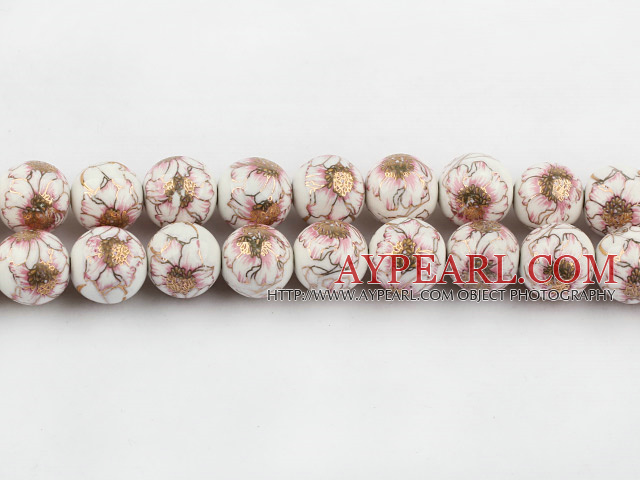 Porcelain Beads, Colorful, 12mm stampled flower, Sold per 15.4-inch strand