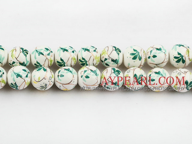 Porcelain Beads, Colorful, 12mm stampled flower, Sold per 15.4-inch strand