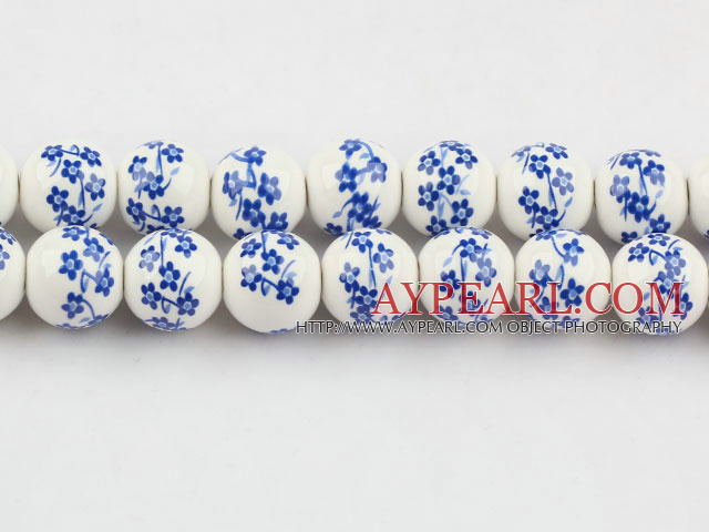 Porcelain Bead, Colorful, 14mm stamped flower, Sold per 15-inch strand