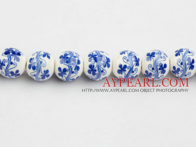 Porcelain Bead, Colorful, 16mm stamped flower, Sold per 15-inch strand