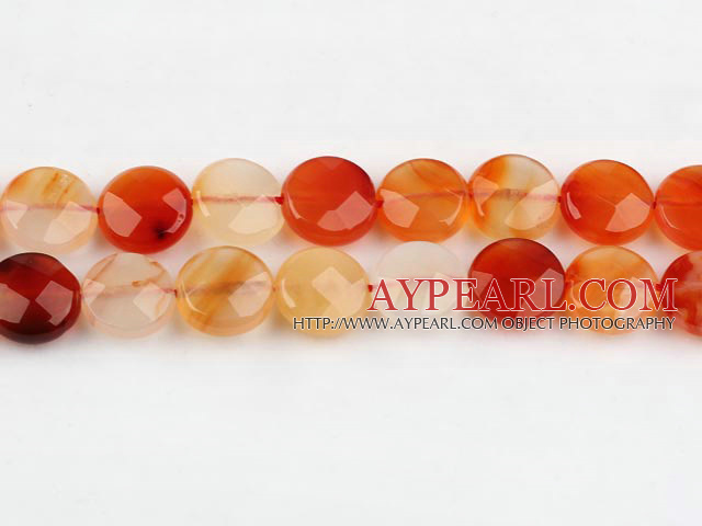 Agate Gemstone Beads, Orange, 12mm faceted oblate,Sold per 14.96-inch strands