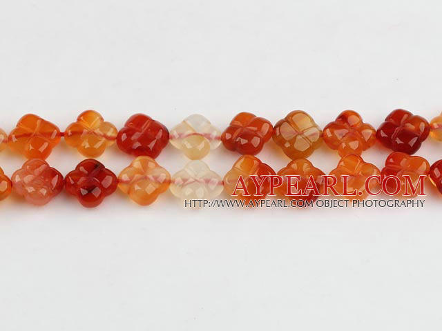 Agate Gemstone Beads, Orange, 10mm cross plum blossom,Sold per 14.96-inch strands