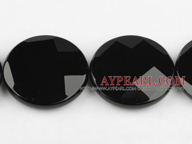 black agate beads,40mm flat oval,faceted,Grade A,Sold per 15.35-inch strands