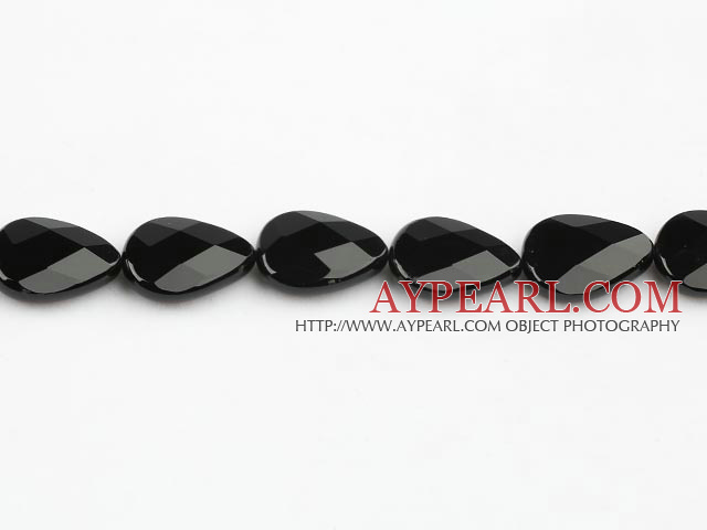 black agate beads,15*20mm teardrop,faceted,Grade A,Sold per 15.35-inch strands