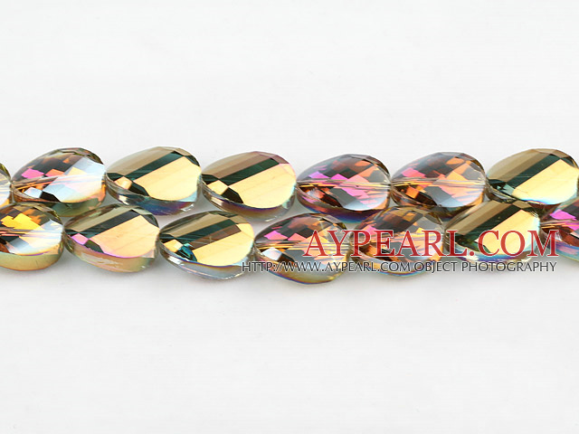 Lampwork Glass Crystal Beads, 8*13*18mm plating color shape, Sold per 15-inch strand