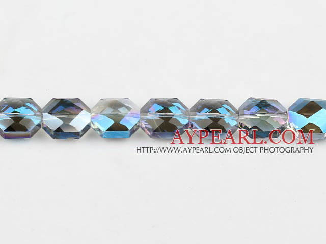 Lampwork Glass Crystal Beads, 9*16*17mm faceted hexagon plating color shape, Sold per 14.2-inch strand