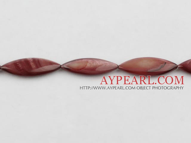 Shell Beads, Dark Red, 10*30mm dyed horse eye shape, Sold per 15-inch strand