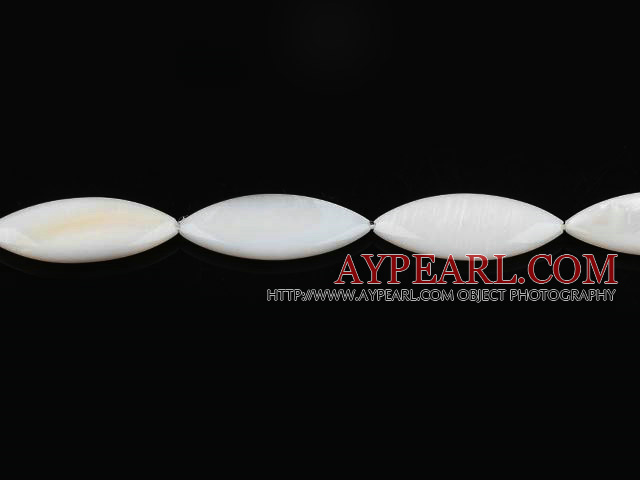 Shell Beads, White, 10*30mm dyed horse eye shape, Sold per 15-inch strand