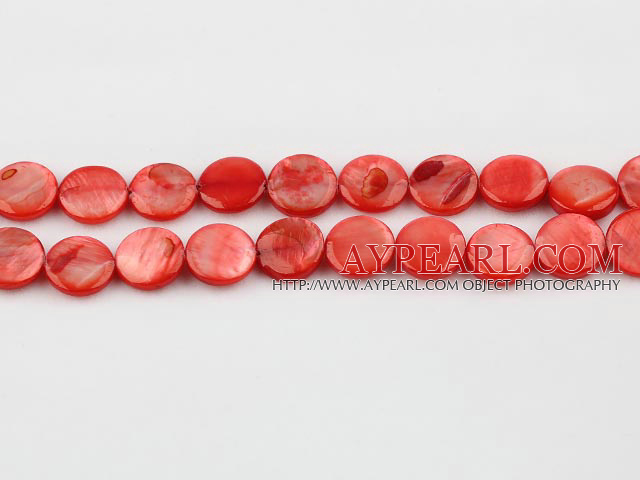 Shell Beads, Red, 10mm dyed round,Sold per 14.96-inch strand